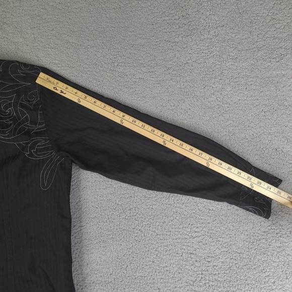 J Campbell Shirt Men’s Large Black Long Sleeve Button Down Embroidered Striped - Picture 15 of 15